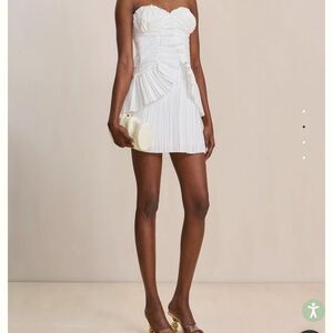 Cult Gaia White Asymmetrical Ruched Bodycon Dress